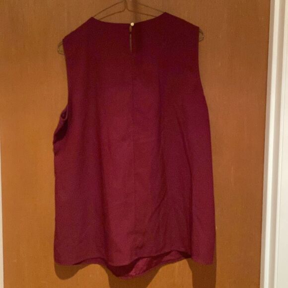 Liz Claiborne career sleeveless blouse size L color burgundy wine - Picture 6 of 8